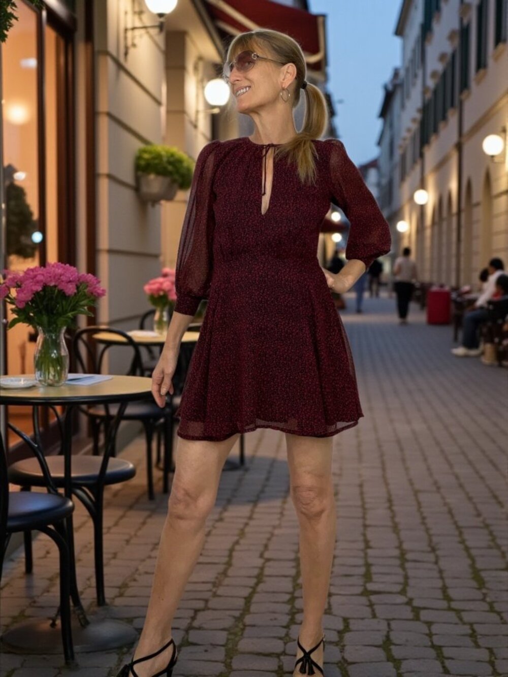 Revolve X Cleobella Genova Dress XS Ditzy Port Red Floral Sheer Mini